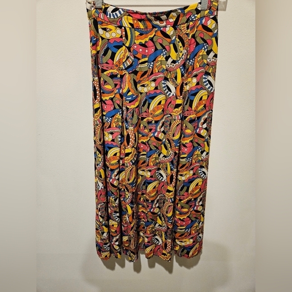 JH COLLECTIBLES VINTAGE MULTICOLOR PLEATED UNION LABEL MAXI SKIRT SIZE 8 - Picture 1 of 11